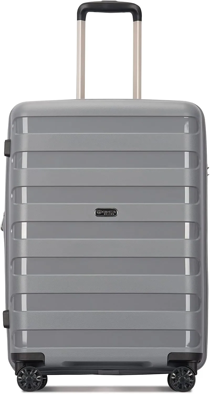 PP material Expandable Carry On Luggage Airline Approved, 20 Inch Hardside Carry On Suitcase with Wheels, Travel Harshell Spinner Small Luggage with Tsa Lock,Grey color, 20-Inch Carry-On