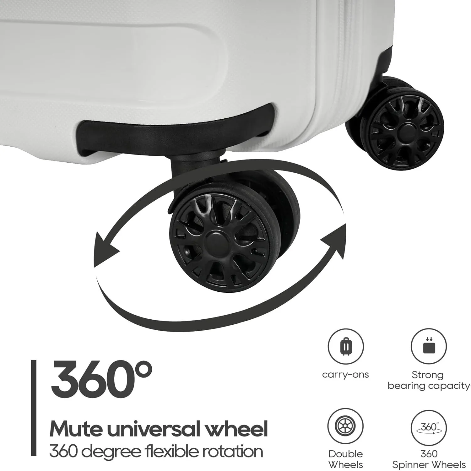 PP material Expandable Carry On Luggage Airline Approved, 20 Inch Hardside Carry On Suitcase with Wheels, Travel Harshell Spinner Small Luggage with Tsa Lock,White color, 20-Inch Carry-On