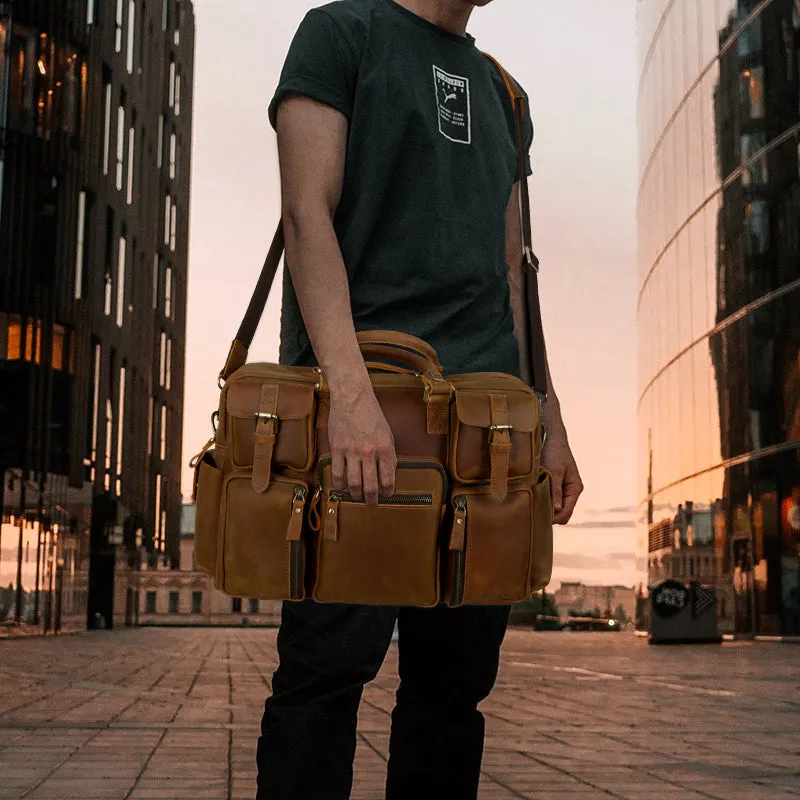 Premium Vintage Crazy Horse Leather Laptop Messenger Bag for Men
