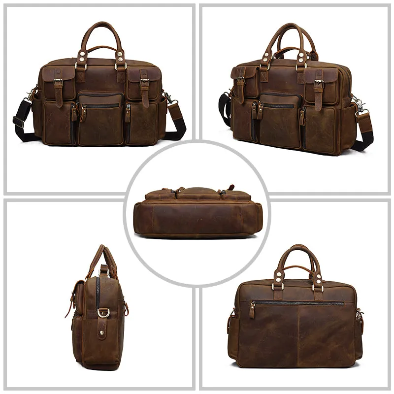 Premium Vintage Crazy Horse Leather Laptop Messenger Bag for Men