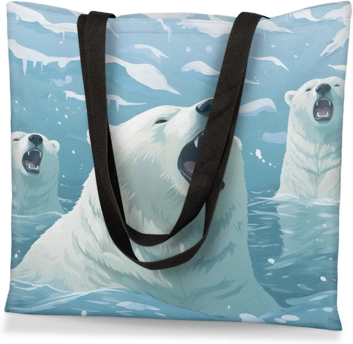 Pretty White Cow Canvas Tote Bag for Women Men Stylish Tote Handbag Shoulder Bag Reusable Grocery Bag