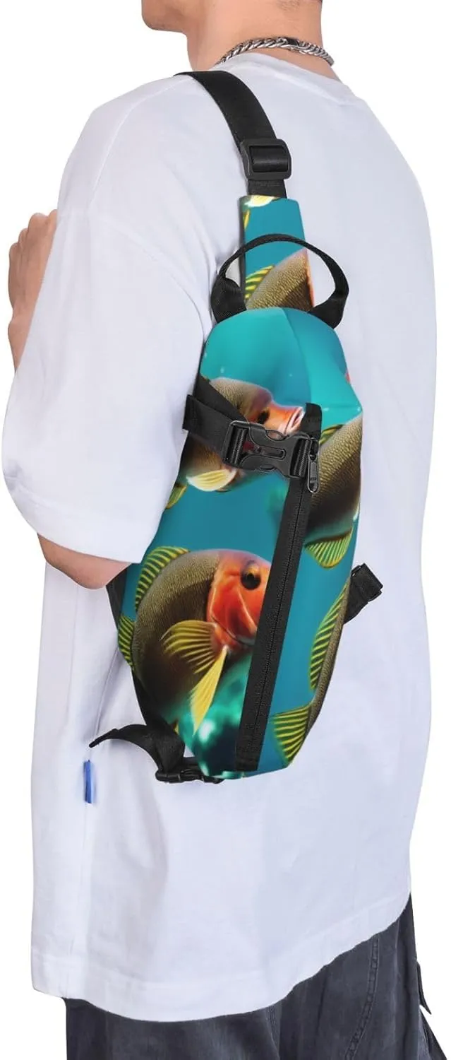 Print Flowers Sling Bags Crossbody Sling Backpack Travel Hiking Daypack Chest Bag For Man And Women