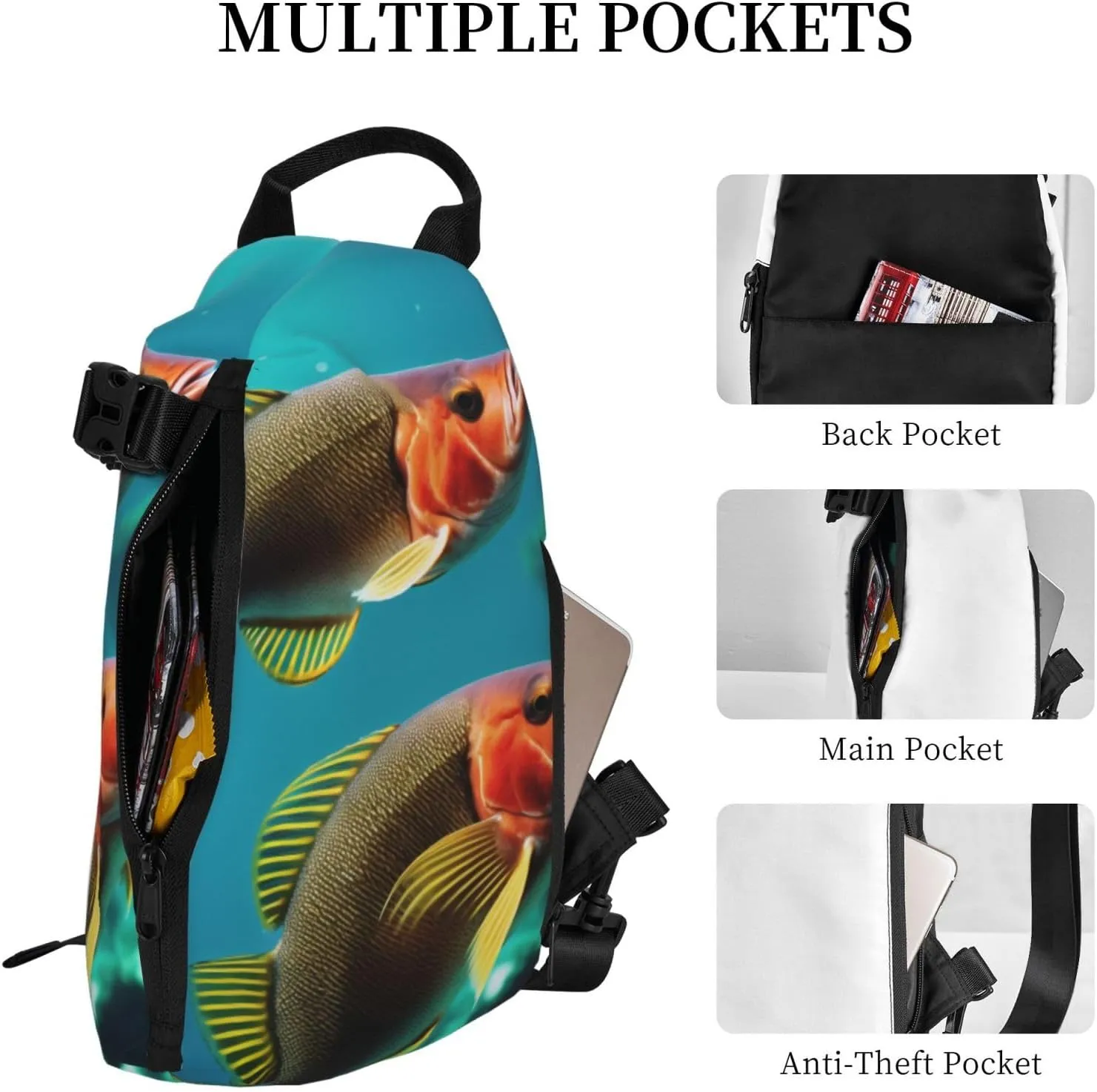 Print Flowers Sling Bags Crossbody Sling Backpack Travel Hiking Daypack Chest Bag For Man And Women