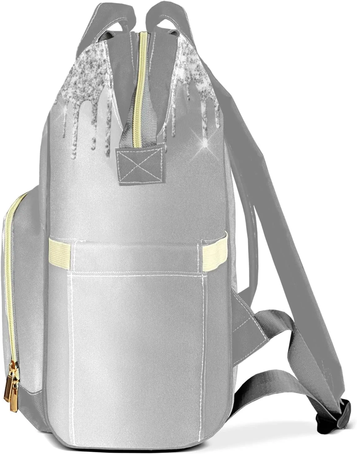 Print Silver Diaper Bags with Name Personalized Baby Bag Travel Tote Bag Waterproof Backpack for Mom Gift