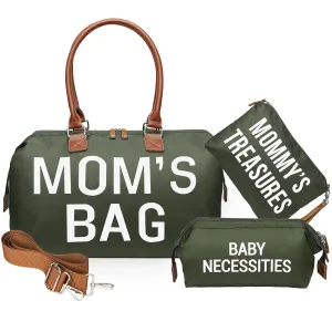 printe Mom's Bag, Hospital Bag for Labor and Delivery, Large Mommy Diaper Tote for Mom Overnight Travel, Waterproof Baby Handbag with Pouches and Straps, Olive Green
