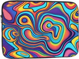 Psychedelic Colors Pattern Shockproof Portable Laptop 15 inch Sleeve Bag for Men and Women - Ideal for Business Travel, School, and Daily Use