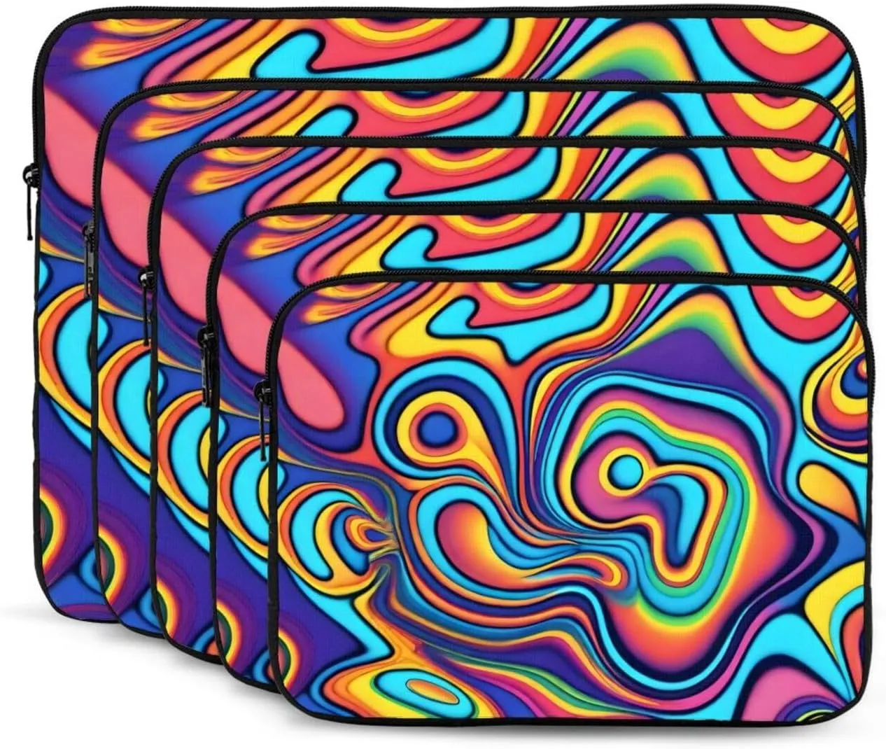 Psychedelic Colors Pattern Shockproof Portable Laptop 15 inch Sleeve Bag for Men and Women - Ideal for Business Travel, School, and Daily Use