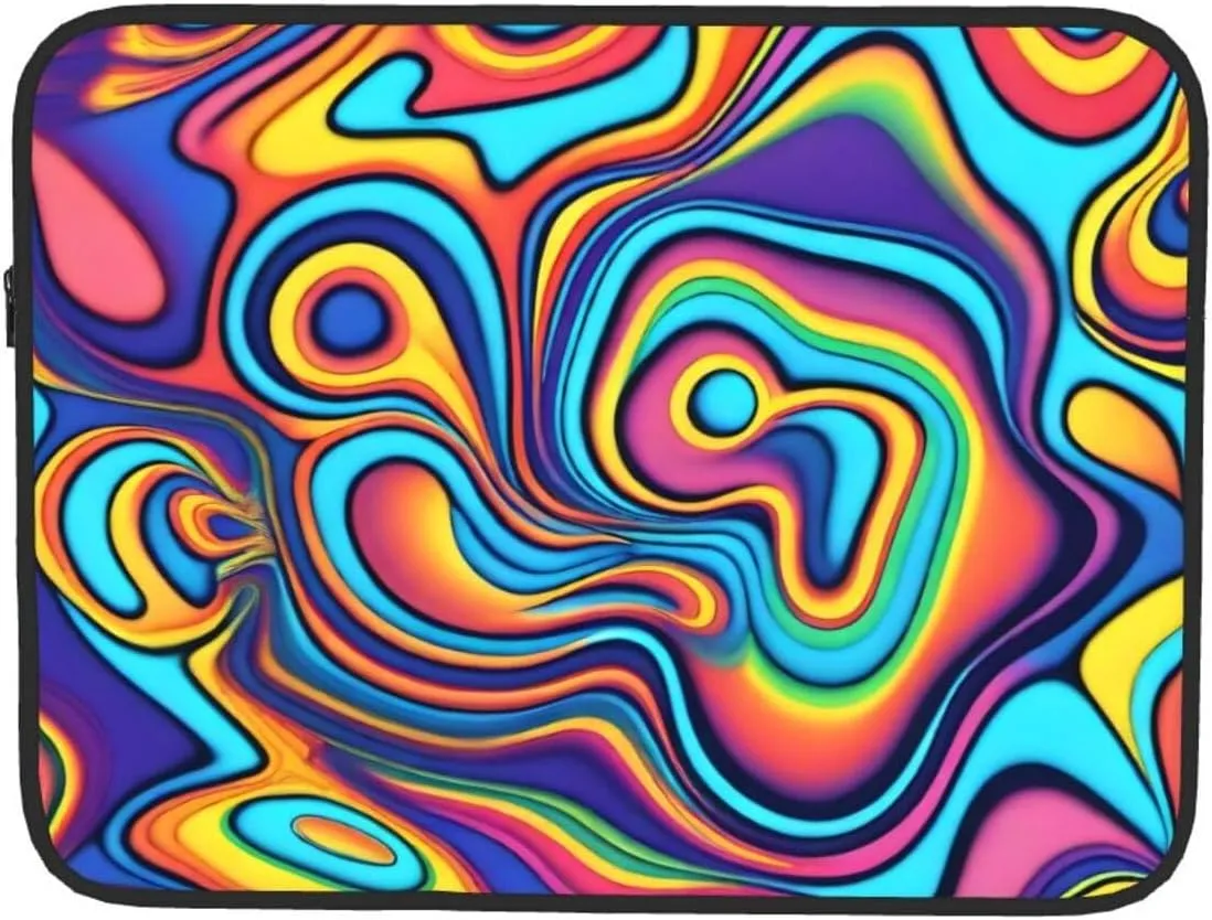 Psychedelic Colors Pattern Shockproof Portable Laptop 15 inch Sleeve Bag for Men and Women - Ideal for Business Travel, School, and Daily Use
