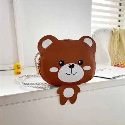 PU Leather Children's Small Shoulder Bags Lovely Cartoon Baby Girls Coin Purse Handbags Princess Accessories Crossbody Bag