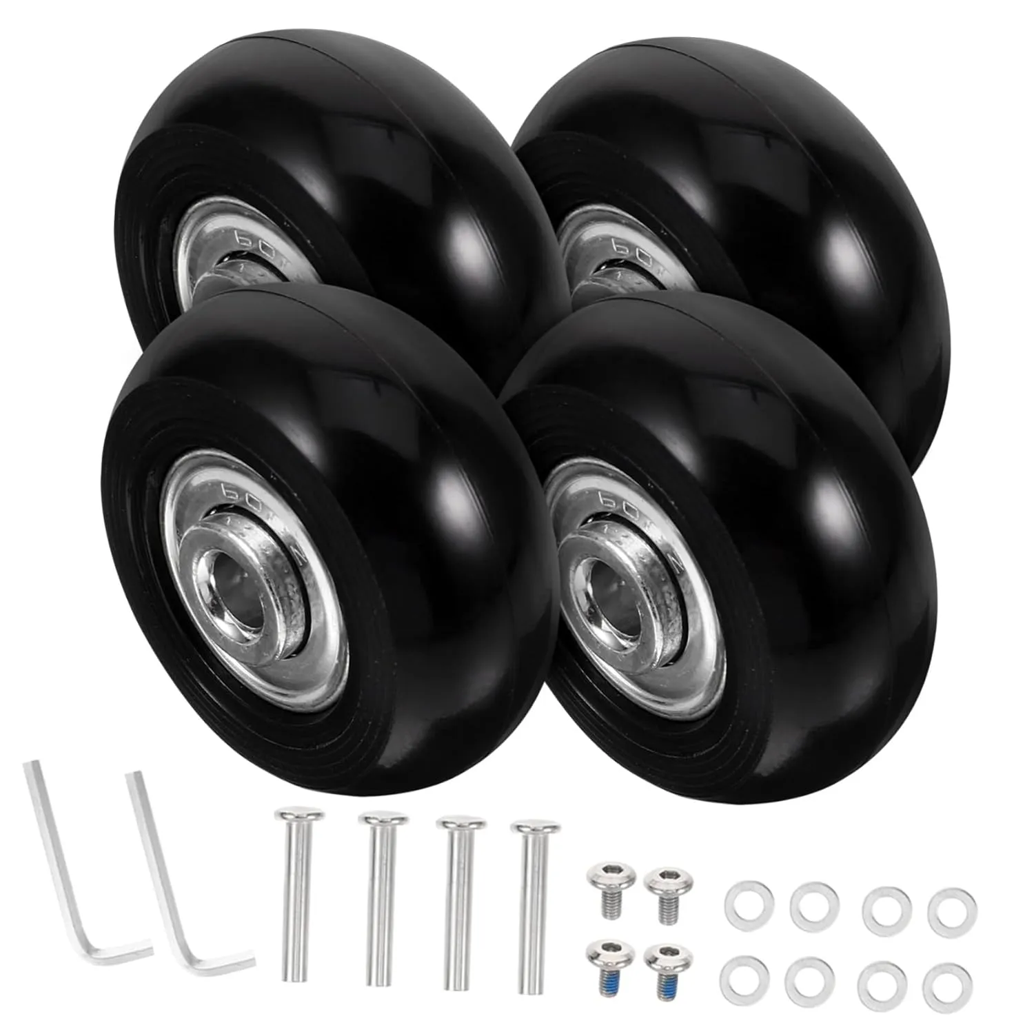PU Silent Rubber Swivel Caster Wheels for Suitcase Replacement Wheels for Luggage Trolley Travel Bag Caster Wheels and Easy to Install