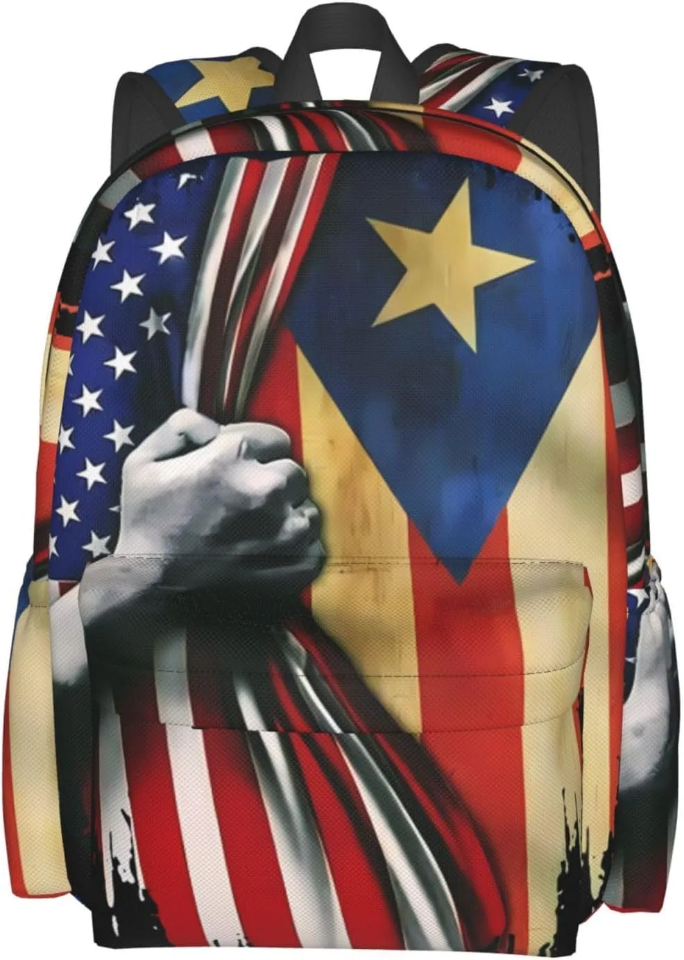 Puerto Rican American Flag Backpack Large Capacity Backpack Lightweight Double Shoulder Bag For Women Men Travel