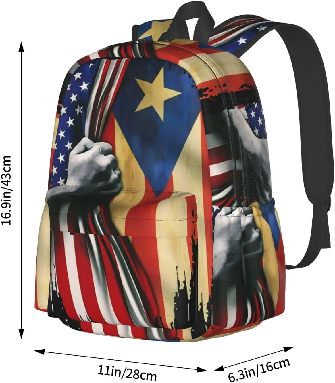Puerto Rican American Flag Backpack Large Capacity Backpack Lightweight Double Shoulder Bag For Women Men Travel