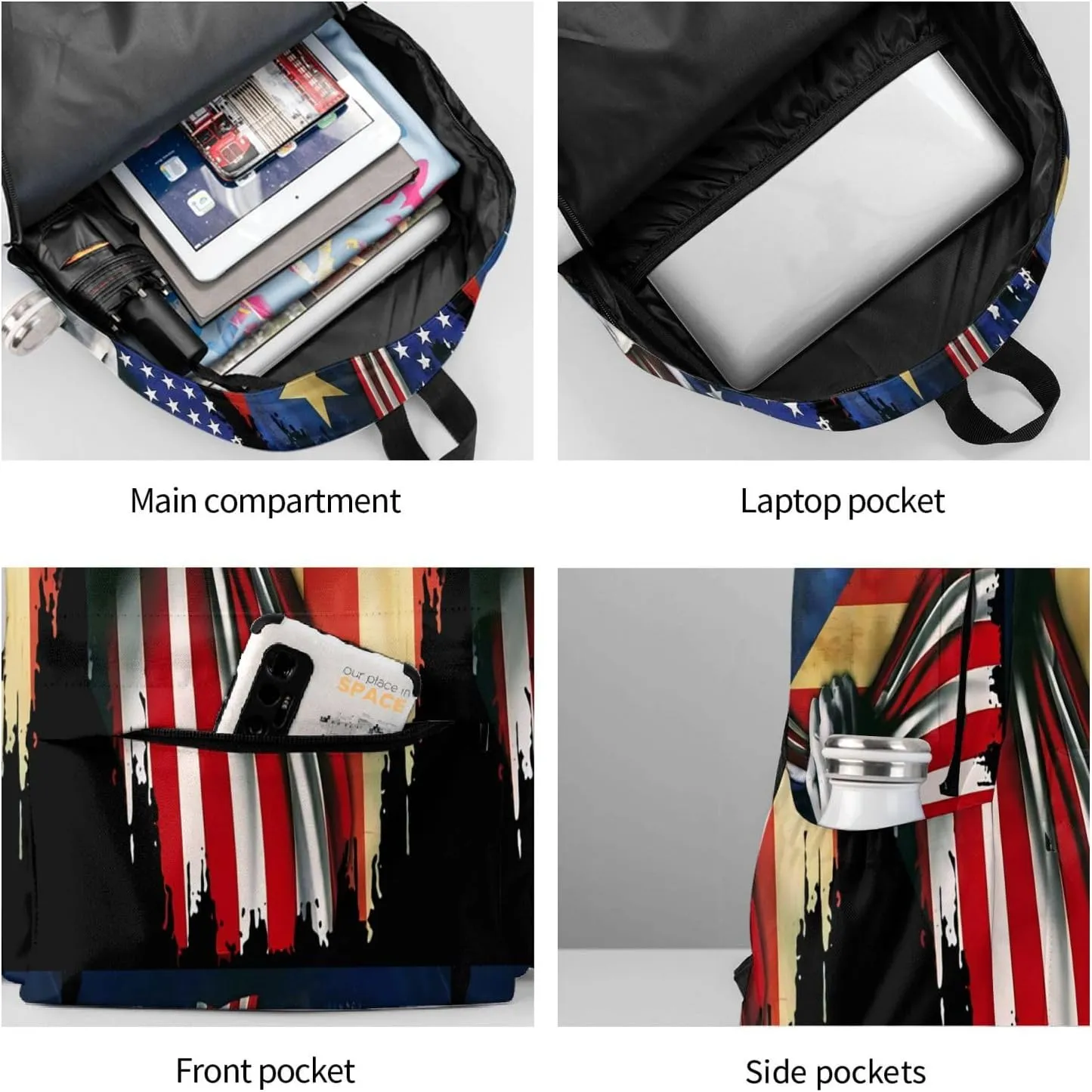 Puerto Rican American Flag Backpack Large Capacity Backpack Lightweight Double Shoulder Bag For Women Men Travel