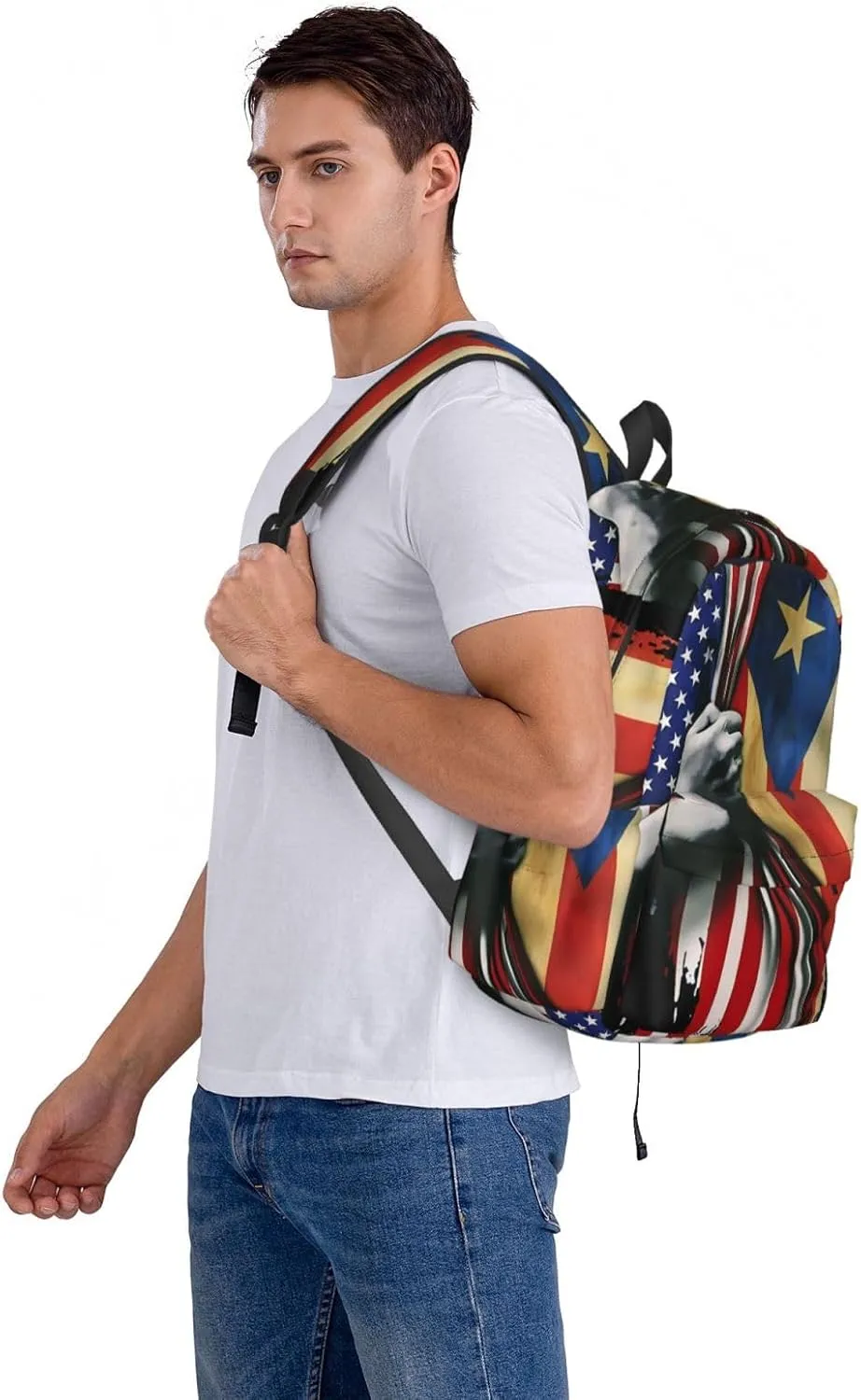 Puerto Rican American Flag Backpack Large Capacity Backpack Lightweight Double Shoulder Bag For Women Men Travel