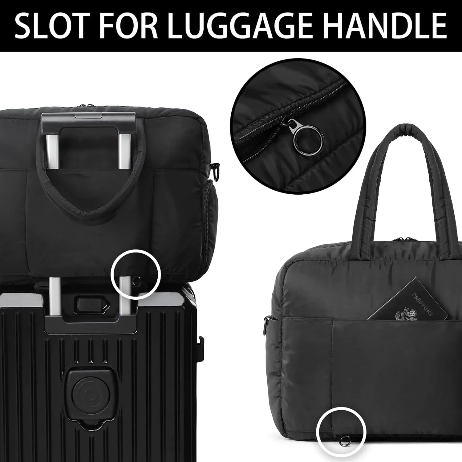 Puffy Duffle Bag, Waterproof Carry On Sport Gym Bags, Soft Travel Bag, Weekender Overnight Bag for Women
