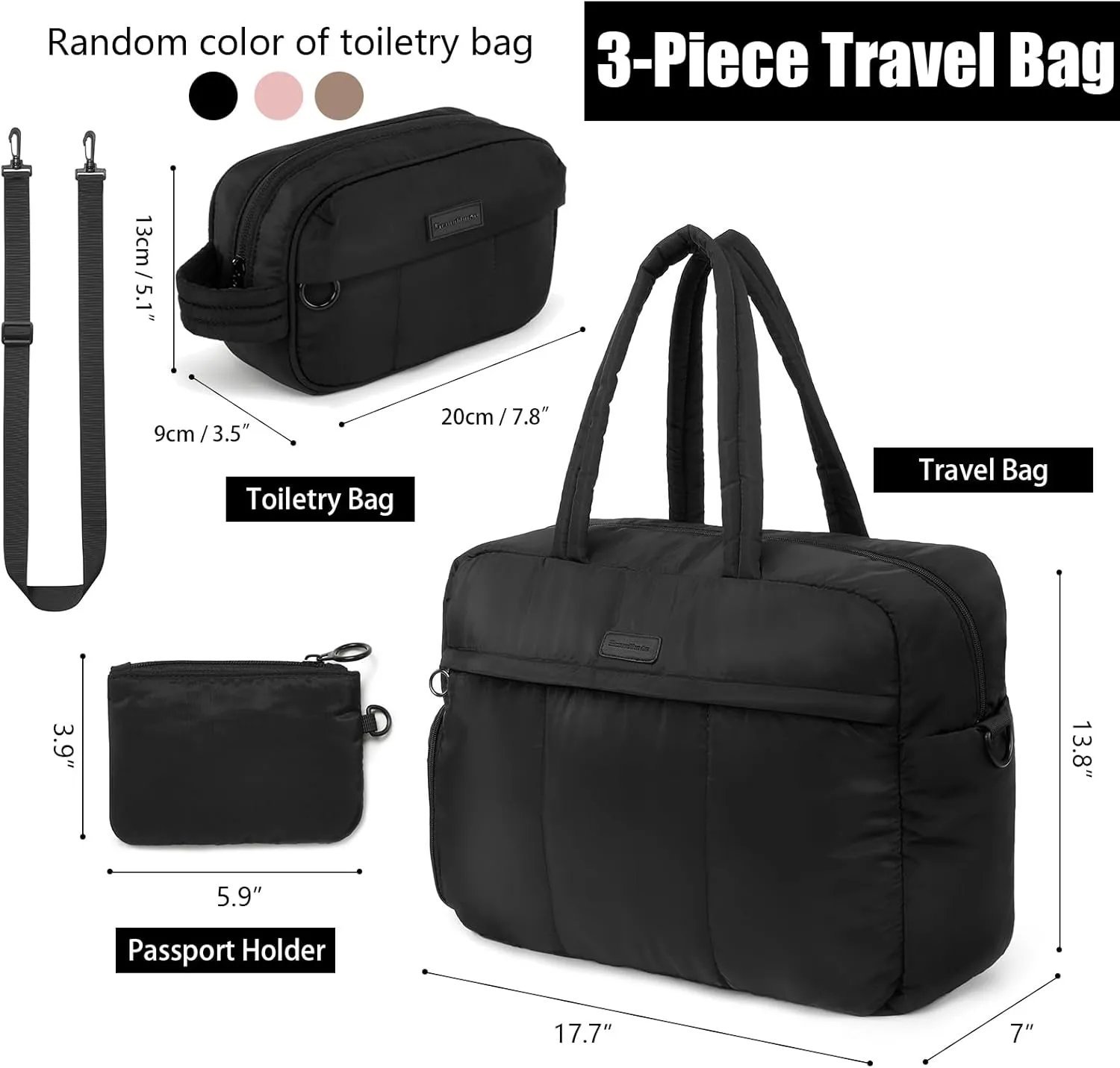 Puffy Duffle Bag, Waterproof Carry On Sport Gym Bags, Soft Travel Bag, Weekender Overnight Bag for Women
