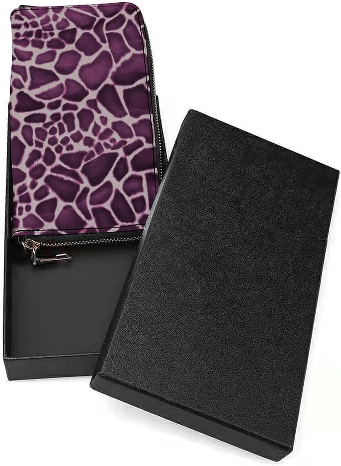 Purple Animal Giraffe Skin Women's Leather Long Large Capacity Wallet Clutch Wallet with Hand Strap, 20x10.5cm, style-33