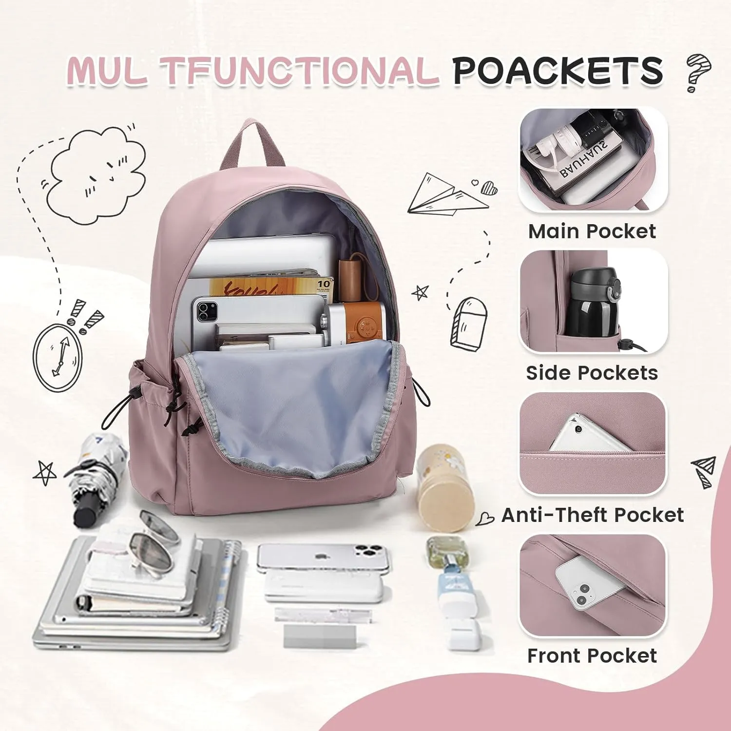 Purple Lightweight Gym Backpack for Women Men, Waterproof Sports Lightweight Travel Backpack Dance Casual Daypack Gym Bag