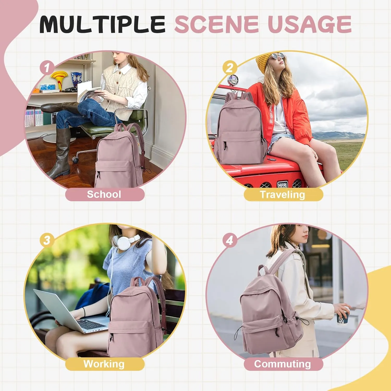 Purple Lightweight Gym Backpack for Women Men, Waterproof Sports Lightweight Travel Backpack Dance Casual Daypack Gym Bag