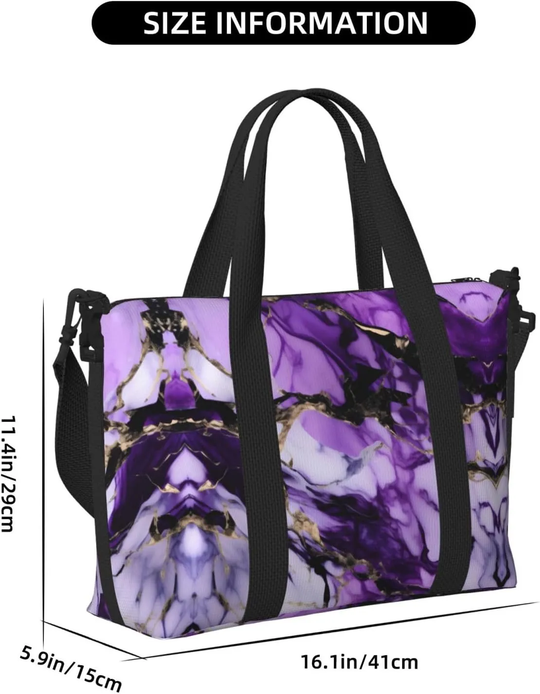 Purple Marble Travel Bags, Weekender Carry On For Women, Sports Gym Bag, Workout Duffel Bag,Overnight