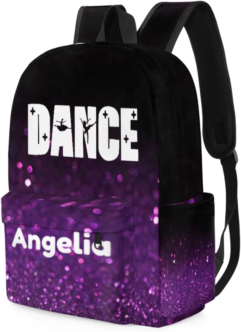 Purple Shiny Dance Customized Kids Backpack for Girls Ballet Personalized Preschool Toddler Backpack Kindergarten Nursery Bookbag Travel Children School Bag