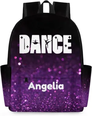 Purple Shiny Dance Customized Kids Backpack for Girls Ballet Personalized Preschool Toddler Backpack Kindergarten Nursery Bookbag Travel Children School Bag