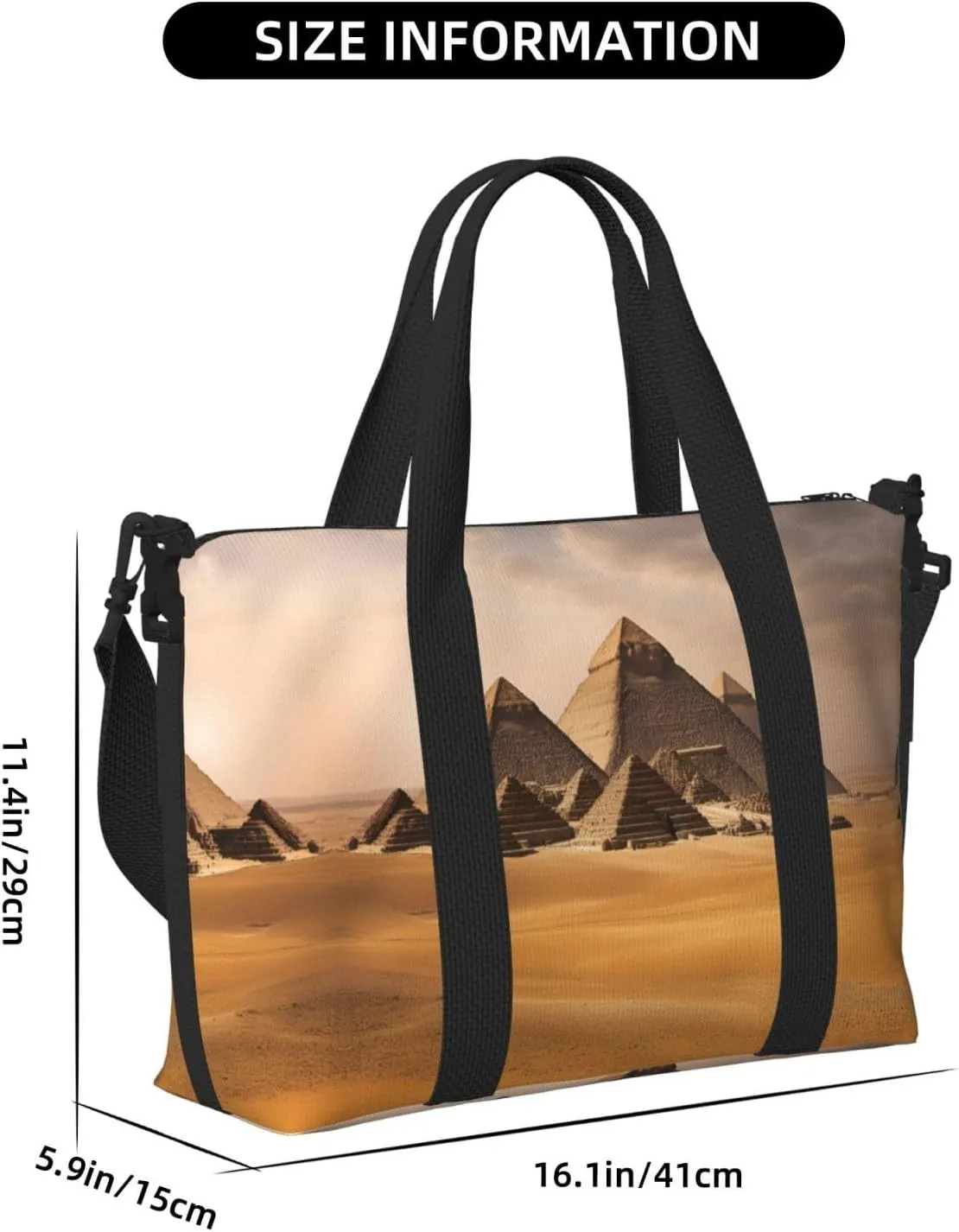 Pyramids Of Egypt Travel Duffel Bag Carry On Tote Bags For Men,Weekender Overnight Bag,Sports Tote Gym Bag