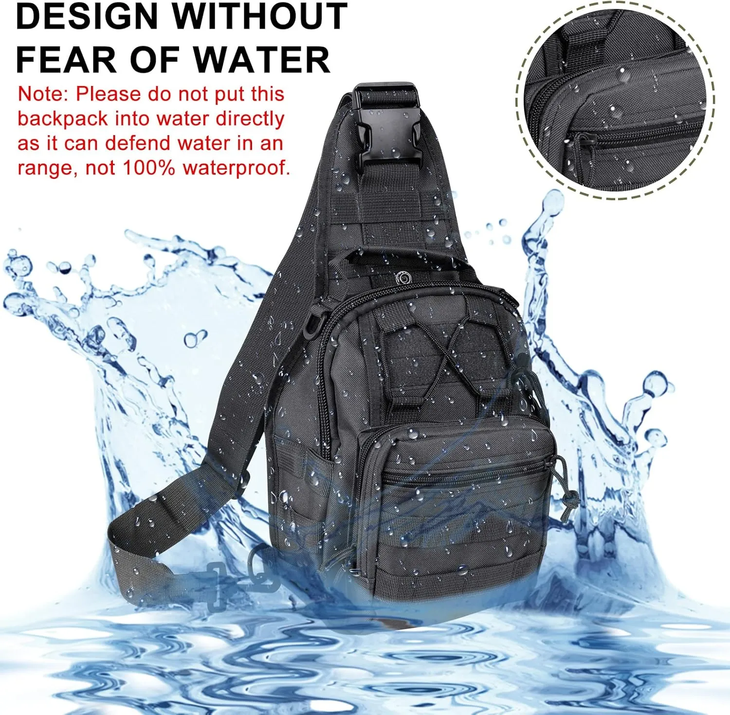 Qcute Tactical Backpack, Waterproof Military Cross-body Molle Sling Shoulder Backpack Chest Bag for Outdoor Every Day Carry