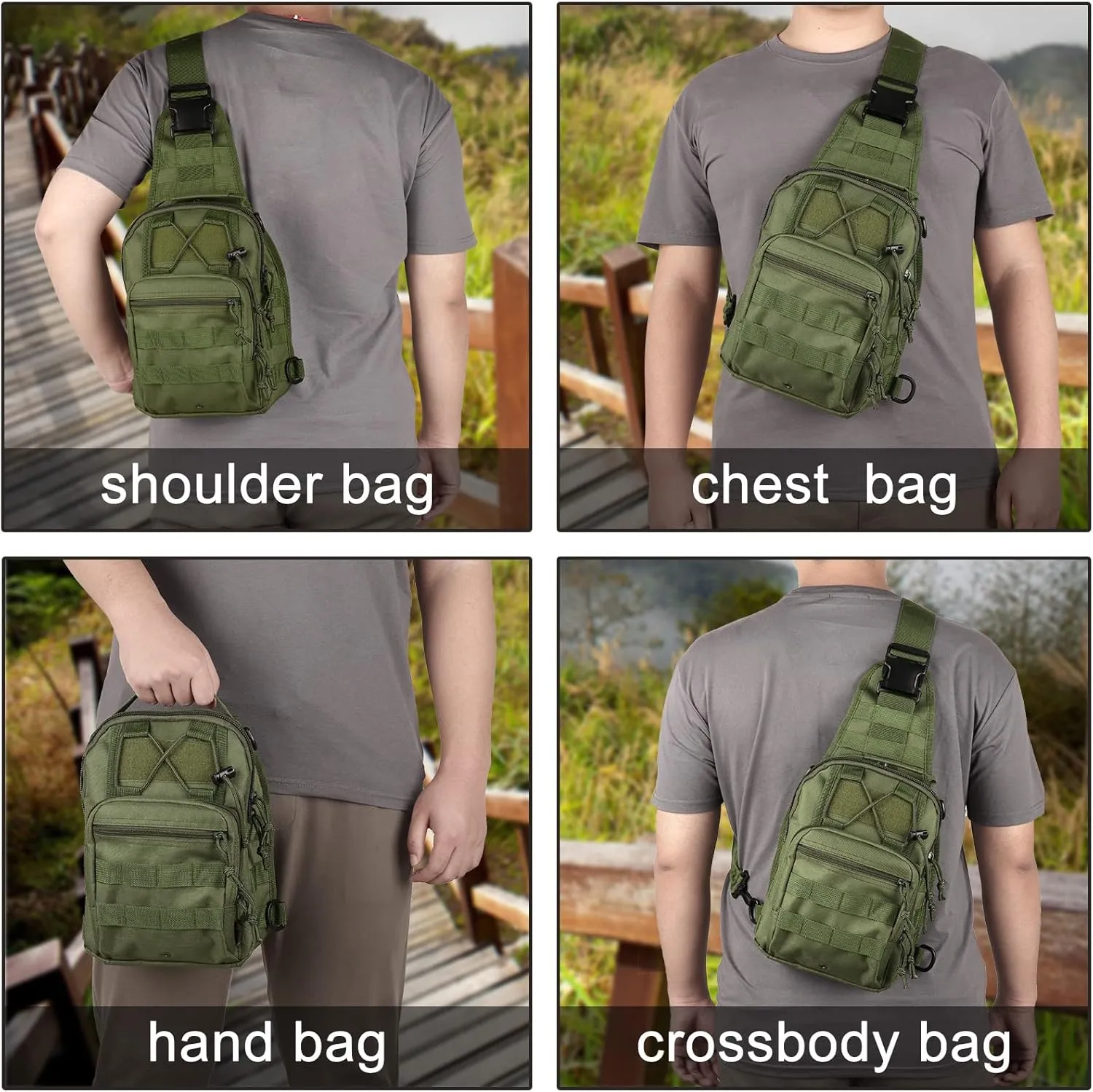 Qcute Tactical Backpack, Waterproof Military Cross-body Molle Sling Shoulder Backpack Chest Bag for Outdoor Every Day Carry