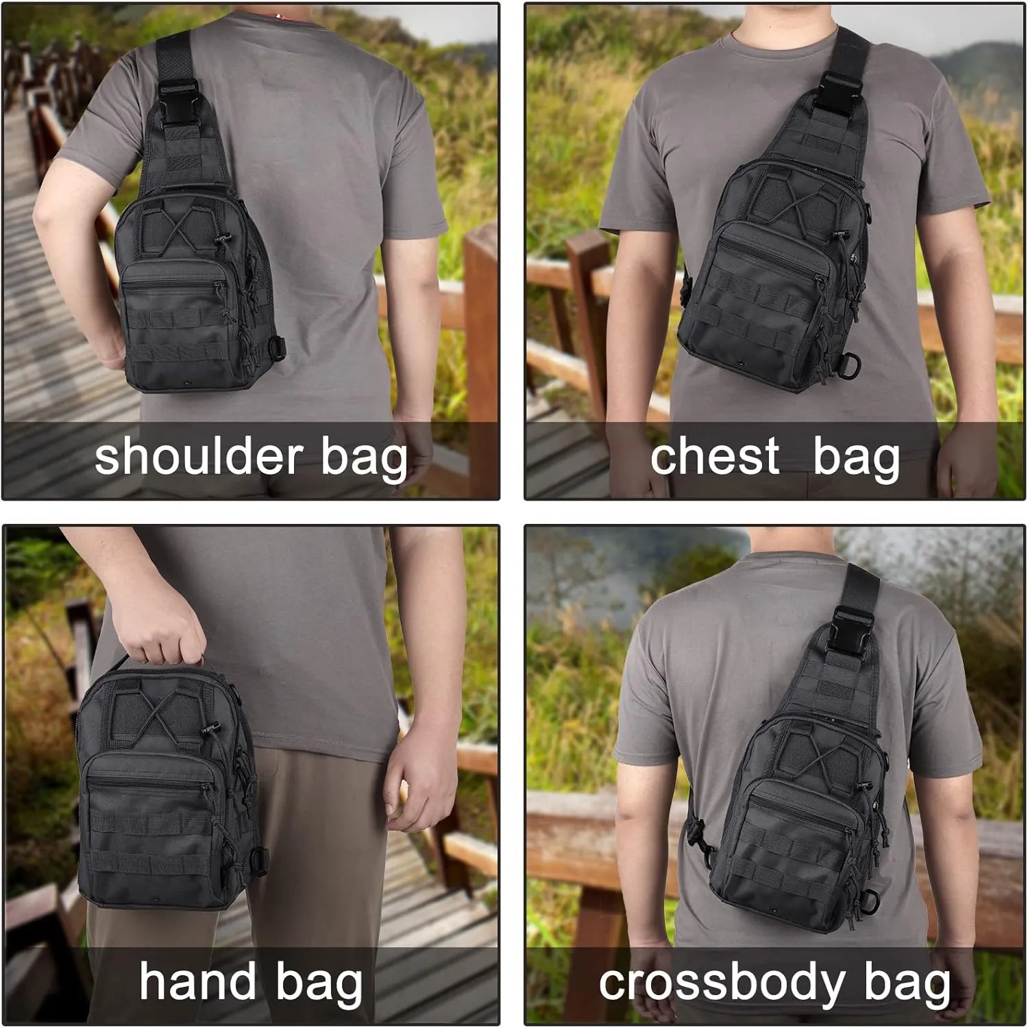 Qcute Tactical Backpack, Waterproof Military Cross-body Molle Sling Shoulder Backpack Chest Bag for Outdoor Every Day Carry