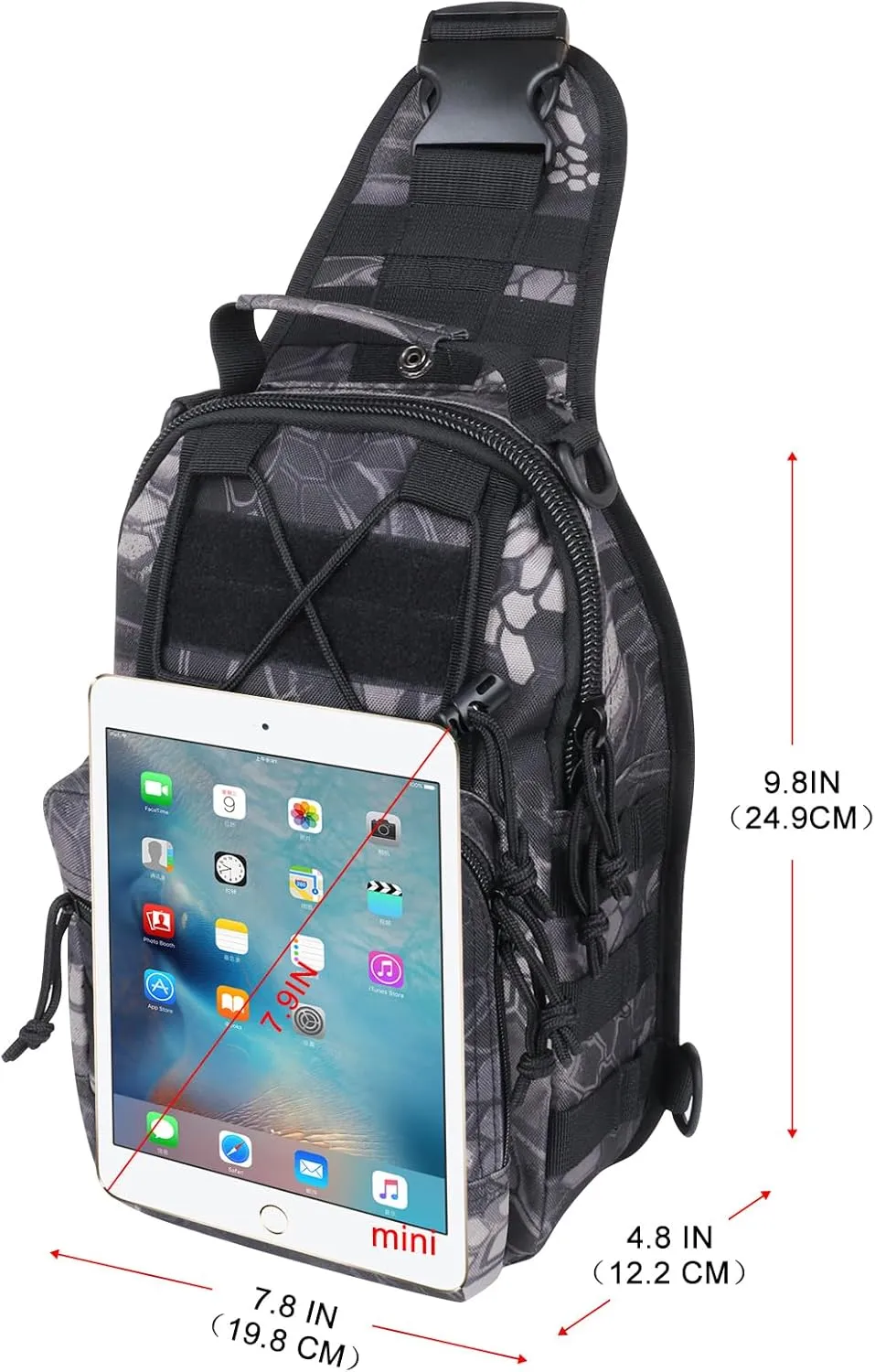 Qcute Tactical Backpack, Waterproof Military Cross-body Molle Sling Shoulder Backpack Chest Bag for Outdoor Every Day Carry