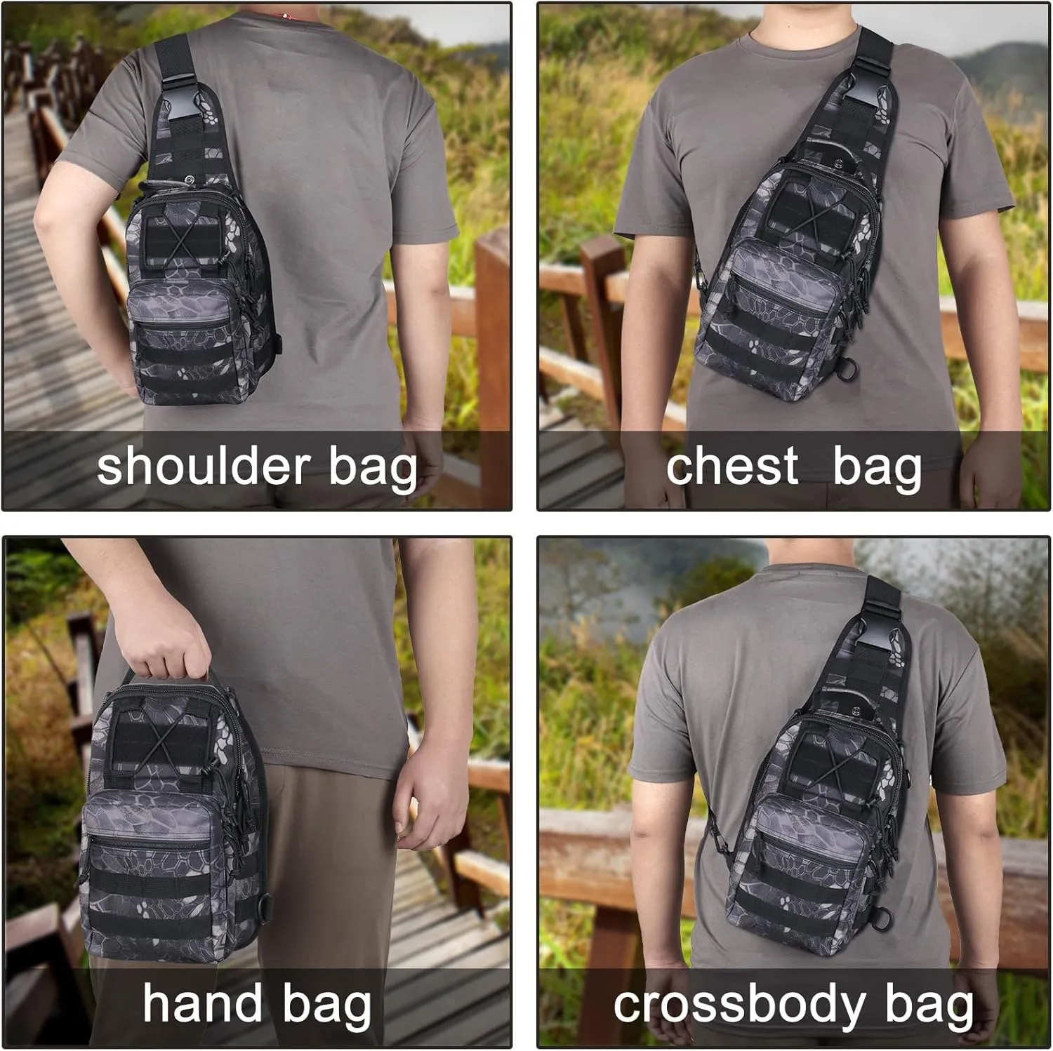 Qcute Tactical Backpack, Waterproof Military Cross-body Molle Sling Shoulder Backpack Chest Bag for Outdoor Every Day Carry