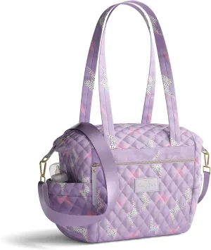 Quilted Diaper Bag With Insulated Bottle Pockets, Functional & Fashionable Tote Diaper Bag for Women