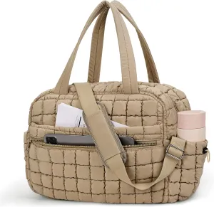 Quilted Duffle Bag For Women Puffer Duffle Weekender Bag Large Duffle Bag For Travel Carry On Cute Puffy Gym Tote Bag