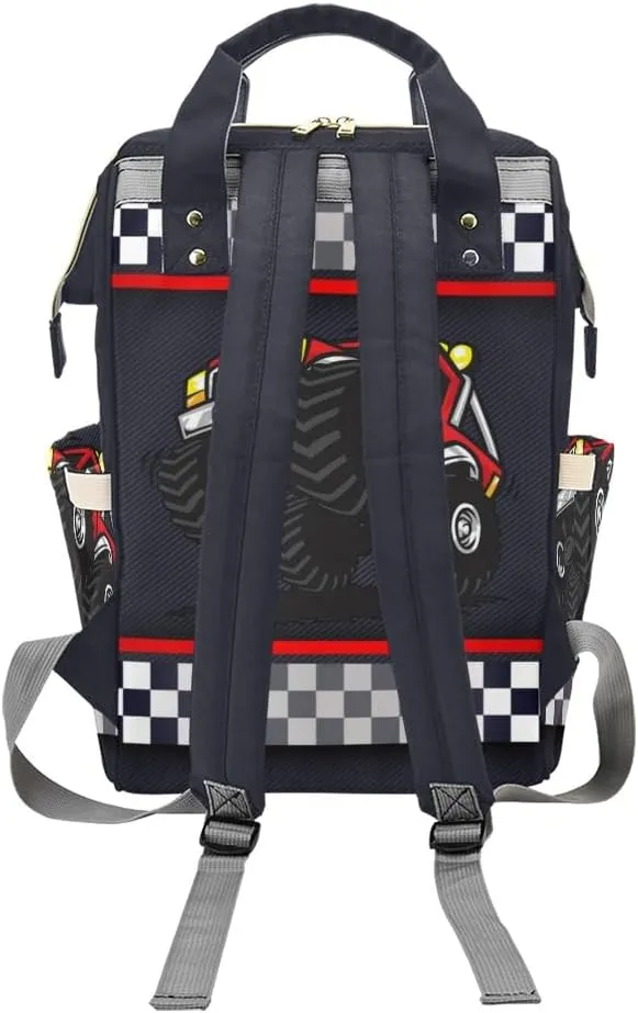 Race Truck Car Personalized Diaper Bag Backpack Tote with Name Diaper Backpack Travel Daypack for Mom Dad Baby Bag Gift
