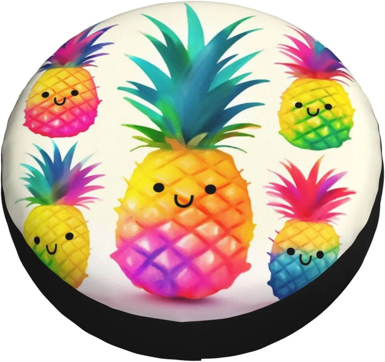 Rainbow Pineapple Cartoon Tire Cover Outdoor Waterproof Snow Sun Rain Wheel Cover Portable Wheel Bags Camper Spare Tire Cover Universal Car Tire Protectors for Trailer RV SUV