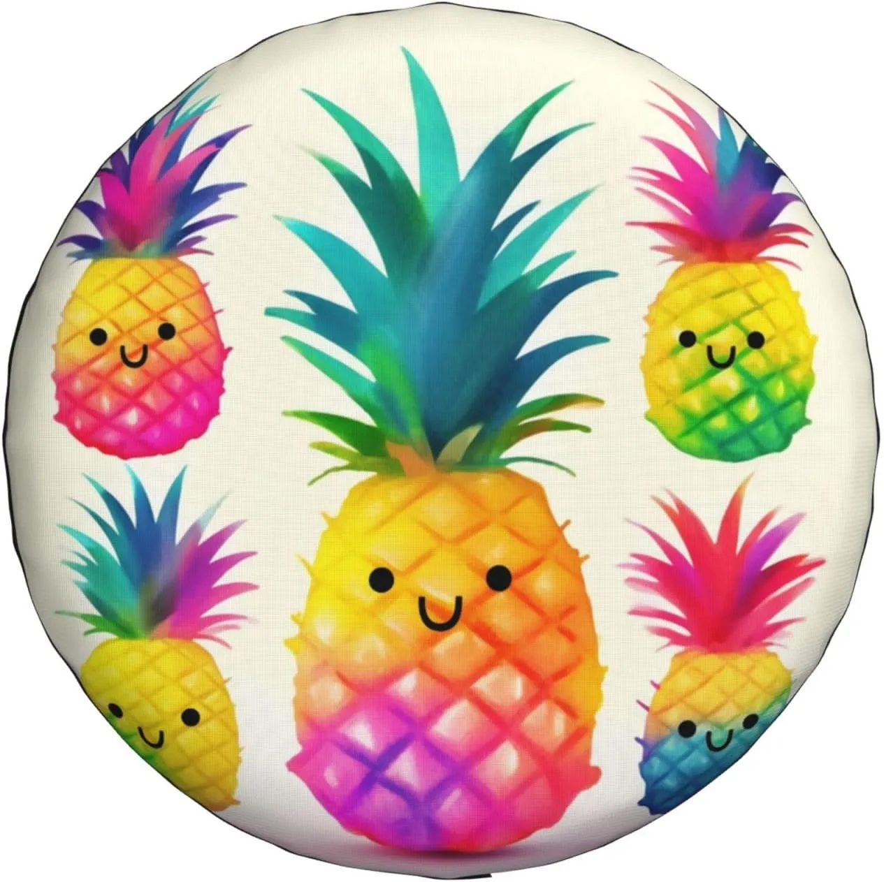 Rainbow Pineapple Cartoon Tire Cover Outdoor Waterproof Snow Sun Rain Wheel Cover Portable Wheel Bags Camper Spare Tire Cover Universal Car Tire Protectors for Trailer RV SUV