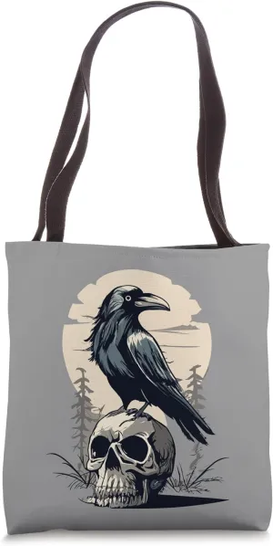 Raven's Realm: Mystic Crow, Skull & Wilderness Whispers Tote Bag
