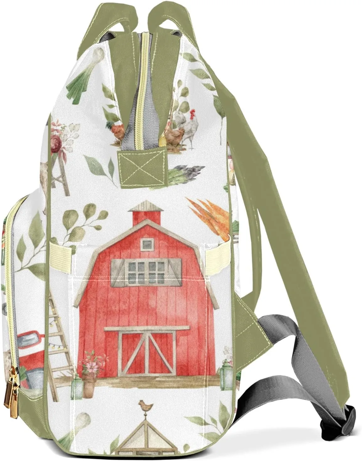 Red Car Farm Animals Llama Personalized Large Capacity Diaper Bags,Custom Name Backpack Casual Daypack Bag Nappy Bag Gifts