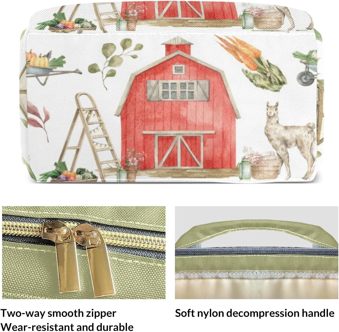 Red Car Farm Animals Llama Personalized Large Capacity Diaper Bags,Custom Name Backpack Casual Daypack Bag Nappy Bag Gifts