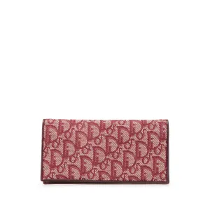 Red Dior Diorissimo Trotter Canvas Long Wallet