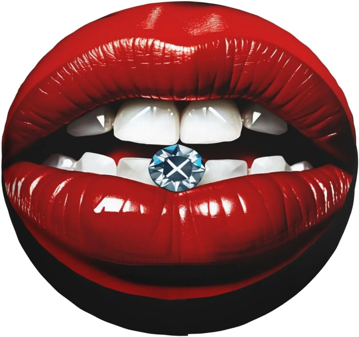 Red Lips with Diamond Tire Cover Outdoor Waterproof Snow Sun Rain Wheel Cover Portable Wheel Bags Camper Spare Tire Cover Universal Car Tire Protectors for Trailer RV SUV