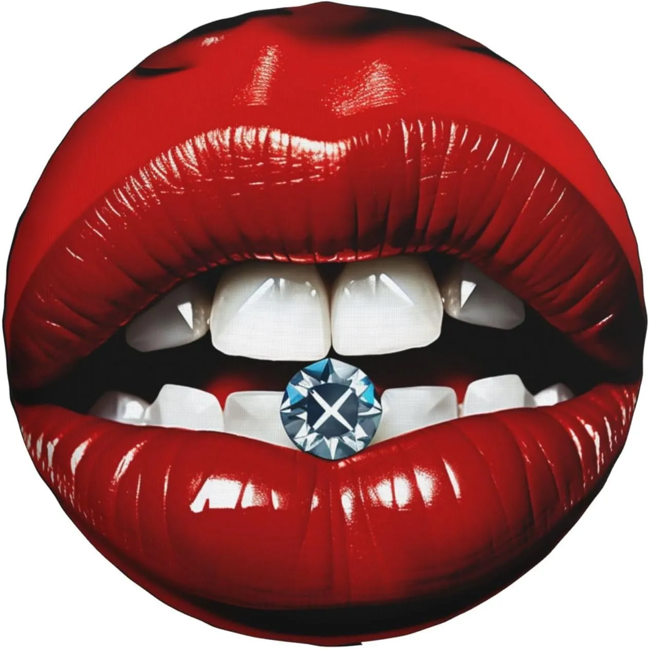 Red Lips with Diamond Tire Cover Outdoor Waterproof Snow Sun Rain Wheel Cover Portable Wheel Bags Camper Spare Tire Cover Universal Car Tire Protectors for Trailer RV SUV