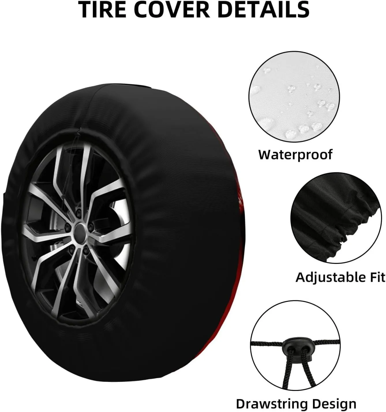 Red Lips with Diamond Tire Cover Outdoor Waterproof Snow Sun Rain Wheel Cover Portable Wheel Bags Camper Spare Tire Cover Universal Car Tire Protectors for Trailer RV SUV