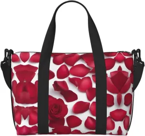 Red Rose Petals Travel Duffel Bag Carry On Tote Bags For Men,Weekender Overnight Bag,Sports Tote Gym Bag