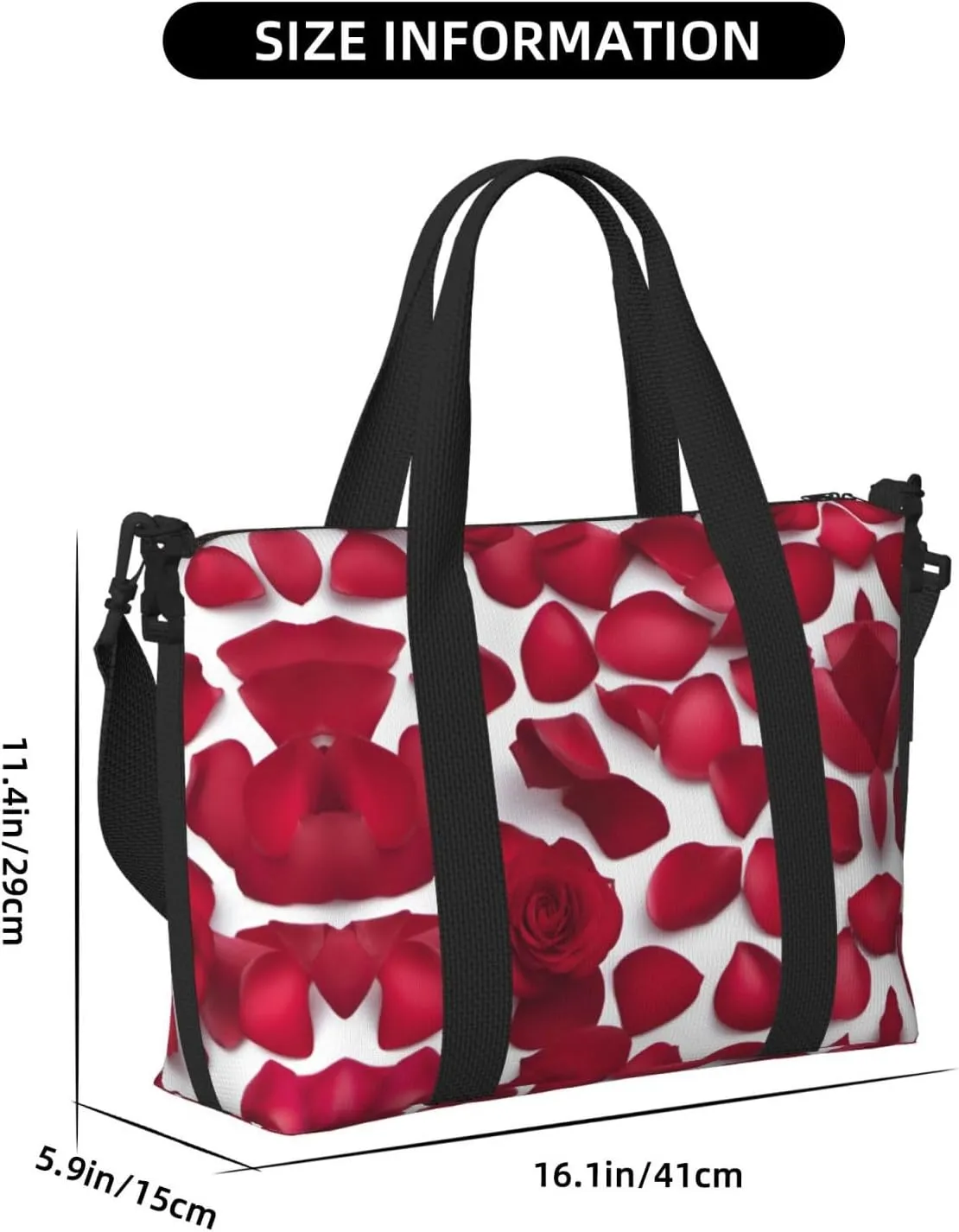 Red Rose Petals Travel Duffel Bag Carry On Tote Bags For Men,Weekender Overnight Bag,Sports Tote Gym Bag
