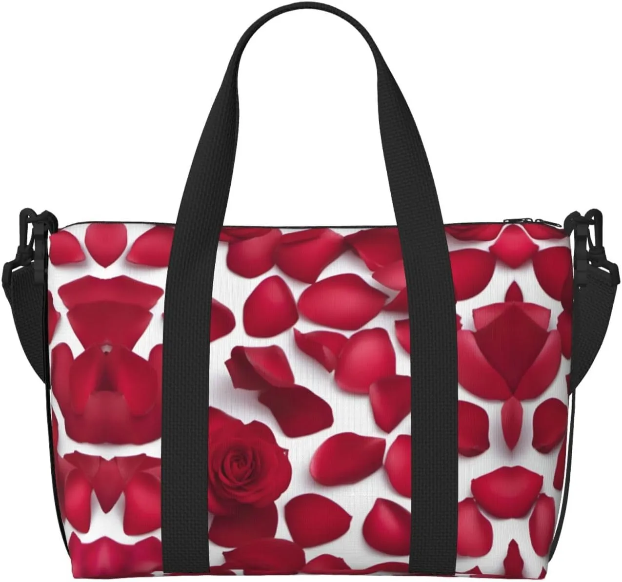 Red Rose Petals Travel Duffel Bag Carry On Tote Bags For Men,Weekender Overnight Bag,Sports Tote Gym Bag