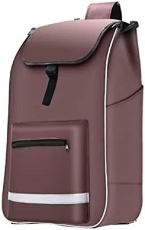Reflective Folding Shopping Hand Cart Bag - 48L Oxford Cloth Portable Waterproof Shopping Trolley Bags, Shopping Trolley Replacement Bag with Side Pockets, 30 * 19 * 55cm (Color : Brown)
