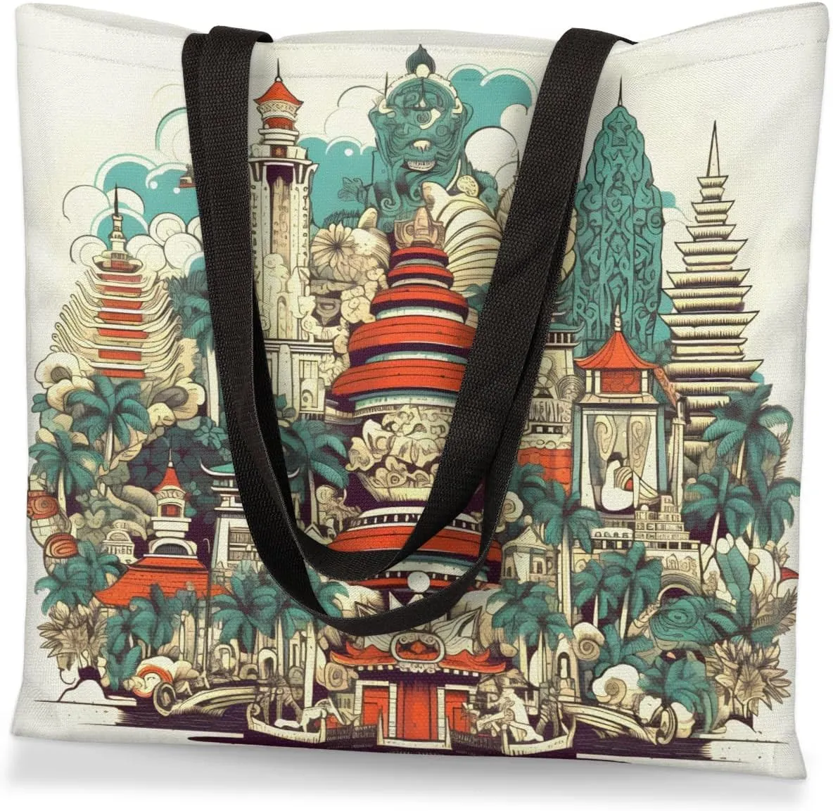 Religious Building Canvas Tote Bag for Women Men Stylish Tote Handbag Shoulder Bag Reusable Grocery Bag