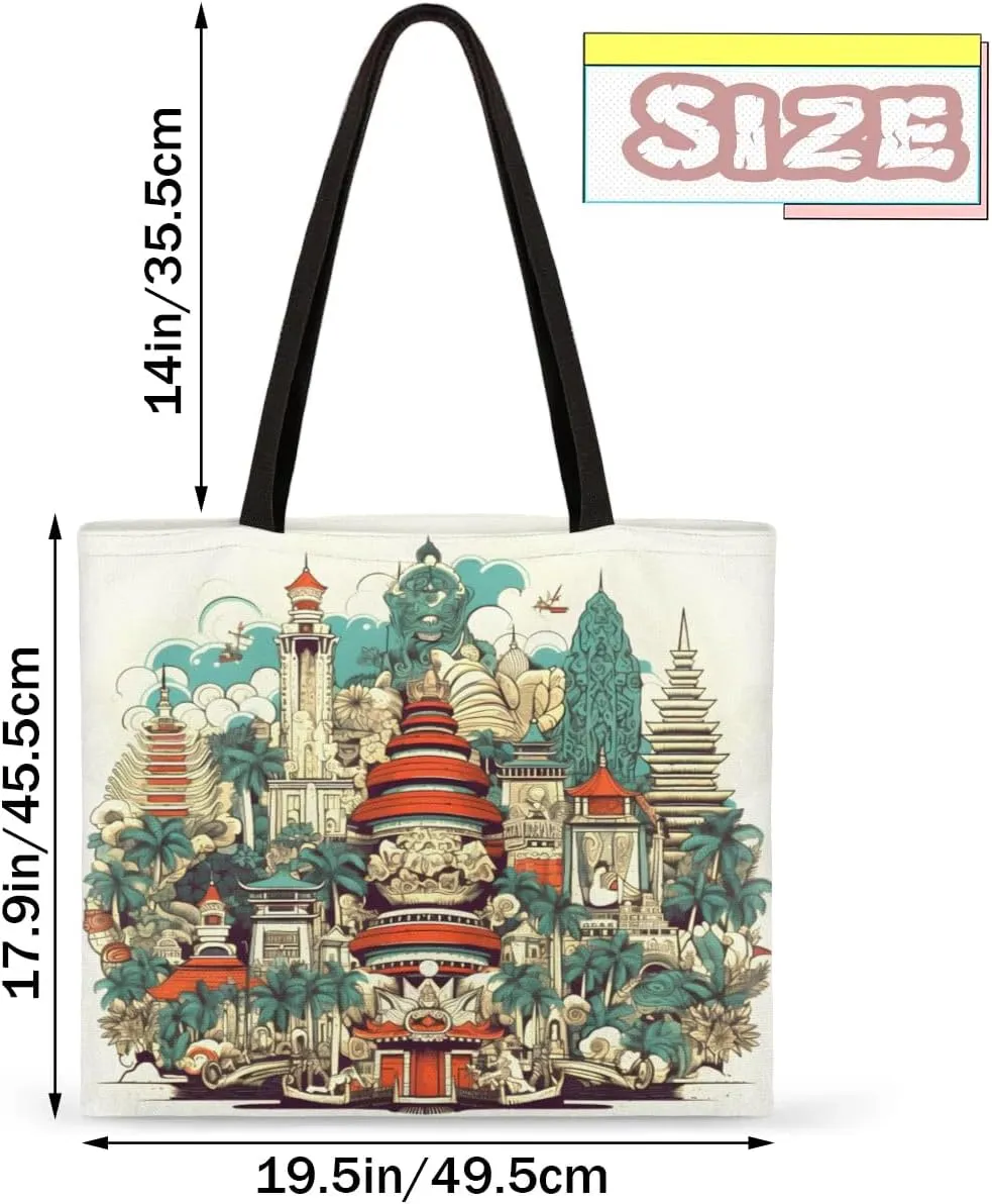 Religious Building Canvas Tote Bag for Women Men Stylish Tote Handbag Shoulder Bag Reusable Grocery Bag